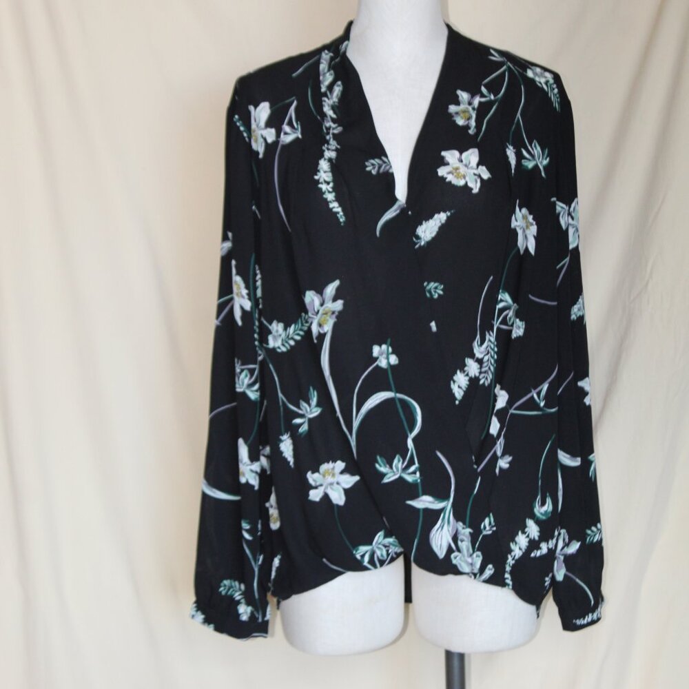 Ann Taylor Factory Floral Crossover High-Low Blouse